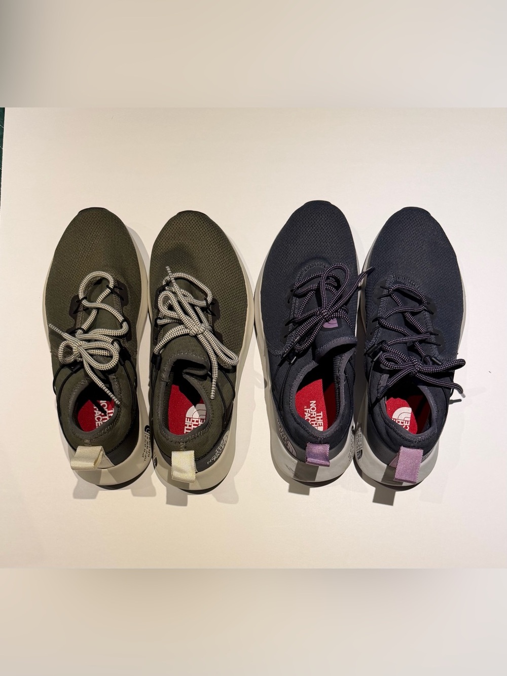 Set of 2: The North Face Lightweight Sneakers - Olive Green and Steel Blue Sz 9